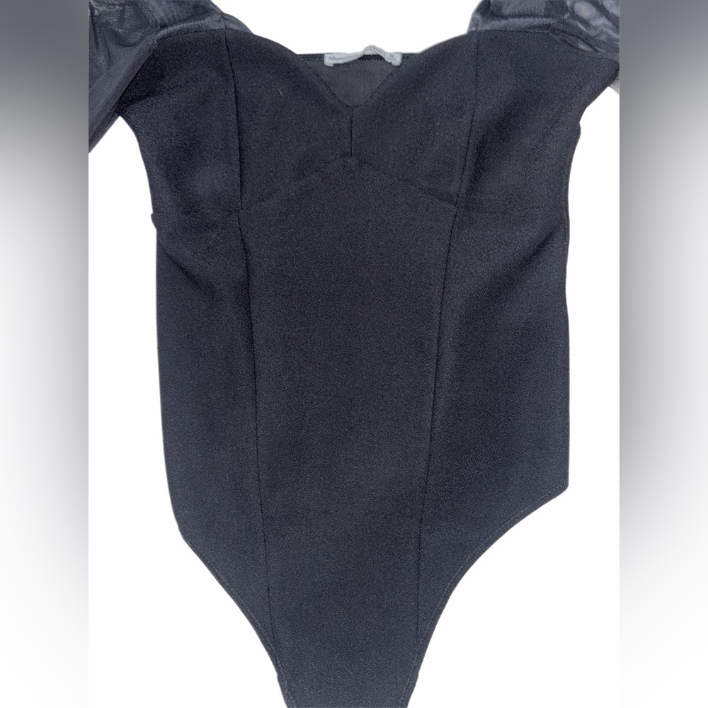 Abercrombie & Fitch Black Mesh Sleeve Bodysuit Size M - Picture 7 of 8